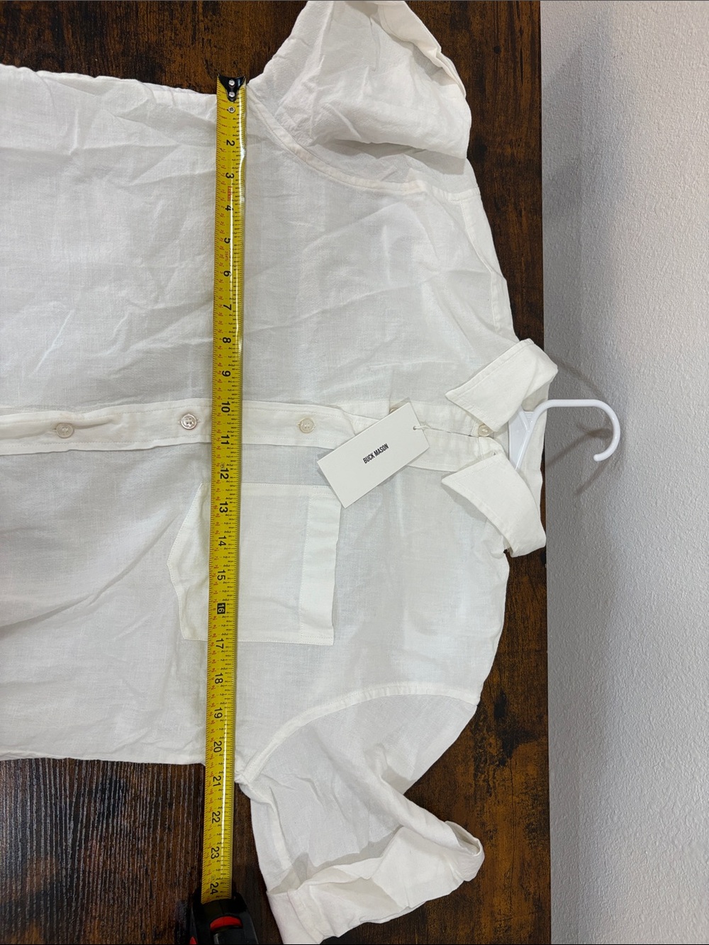 Buck Mason Women’s Cotton Linen Cut Off Short Sleeve Button Down Natural XS $148 - Picture 9 of 9